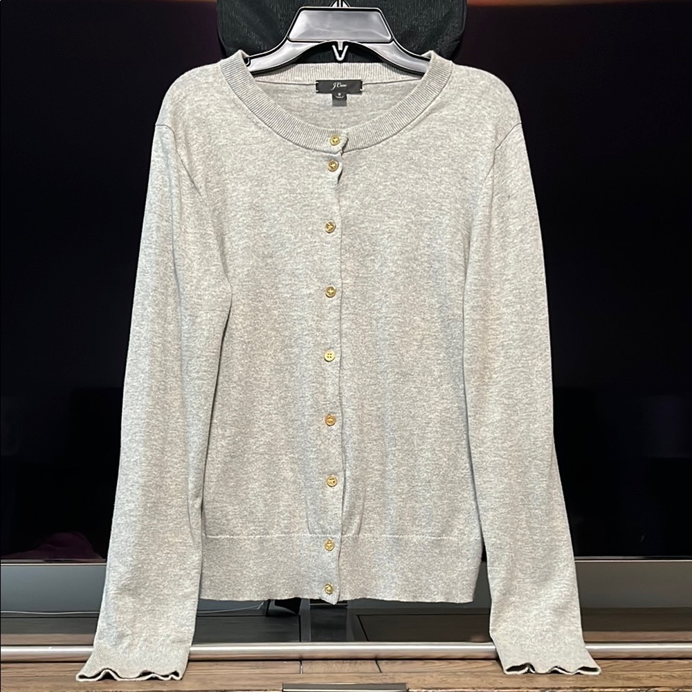 J. Crew Gray Cardigan with Gold Buttons